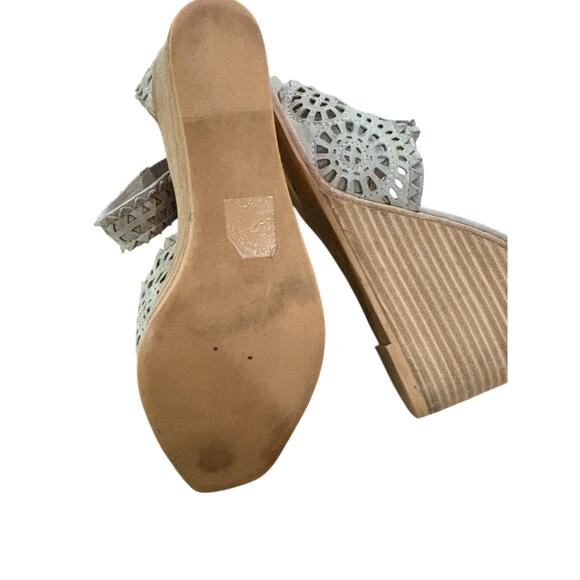 Jeffrey Campbell Del Sol Gray Suede Stacked Wedge Sandals 6.5 - Picture 5 of 6